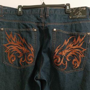 MEN'S STACY ADAMS JEANS DARM DENIM EMBROIDERED BAC